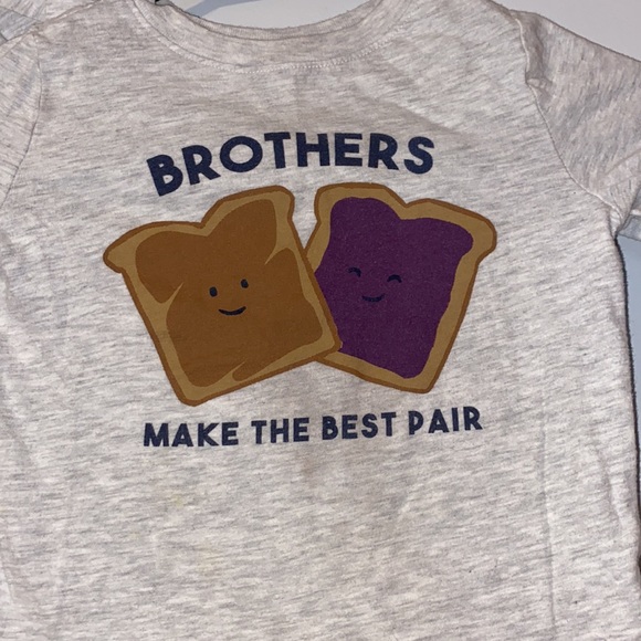 2 Shirt Set Boys Sz. 3T and 5T “Brothers make the Best Pair” PB&J Sandwich Shirt - Picture 3 of 7